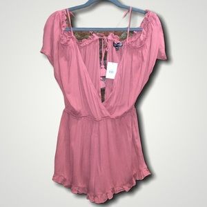 NWT Topshop Pink Off the Shoulder Romper Size S